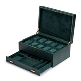 WOLF British Racing Green 10 Piece Watch Box With Storage 792841