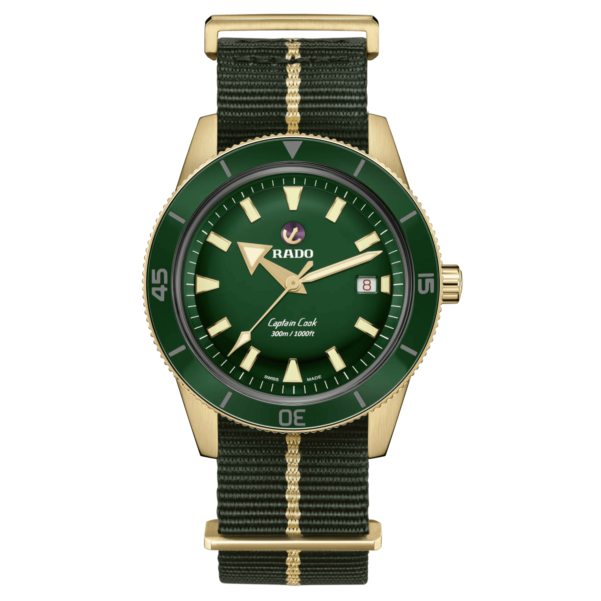 RADO Captain Cook Bronze 42mm Green Dial NATO Strap Men's Watch R32504317