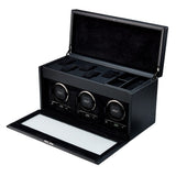 WOLF British Racing Black Triple Watch Winder with Storage 792302