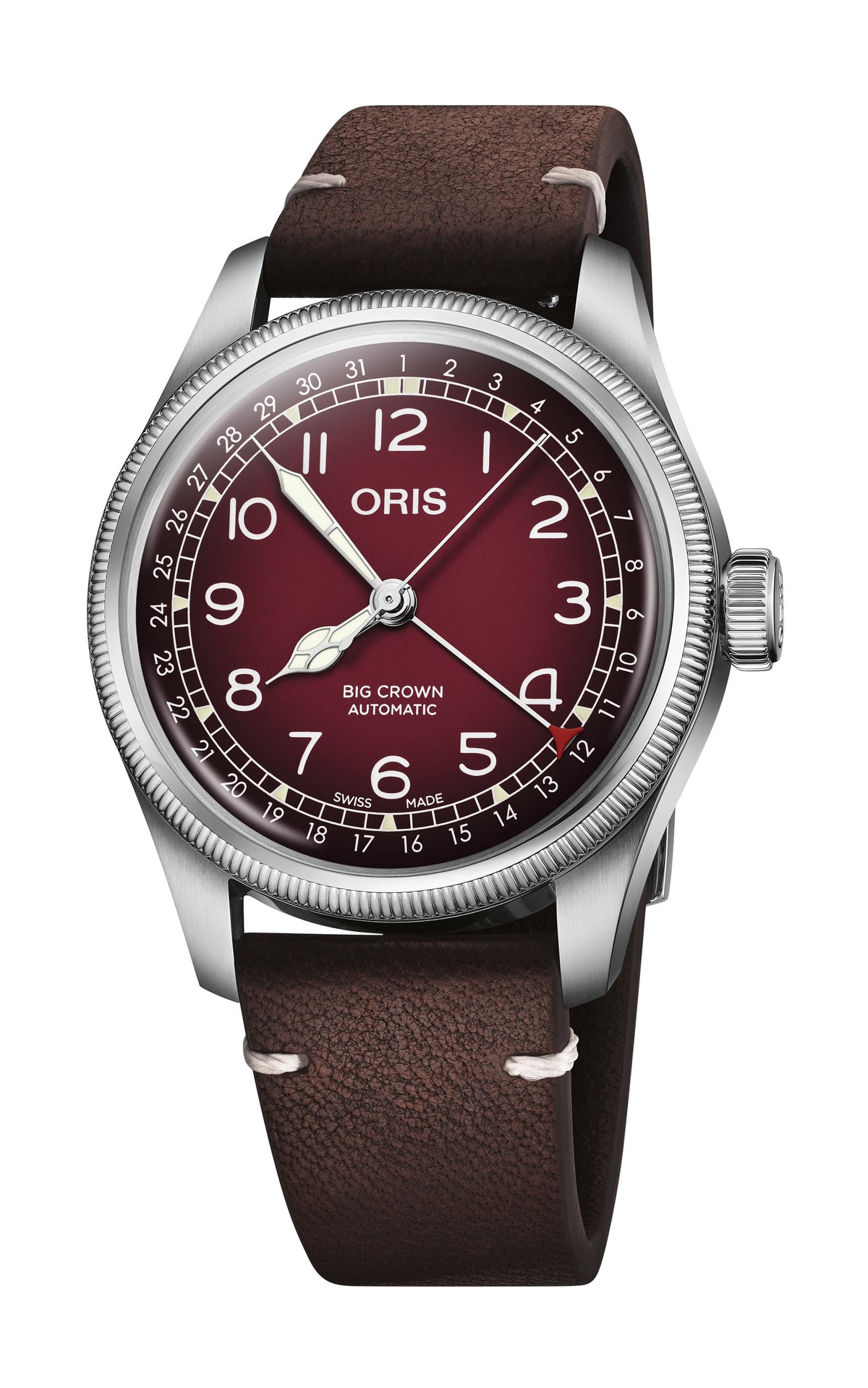 Oris Big Crown Pointer Date Cervo Volante 40mm Burgundy Dial Men's Watch 01 754 7785 4038-Set