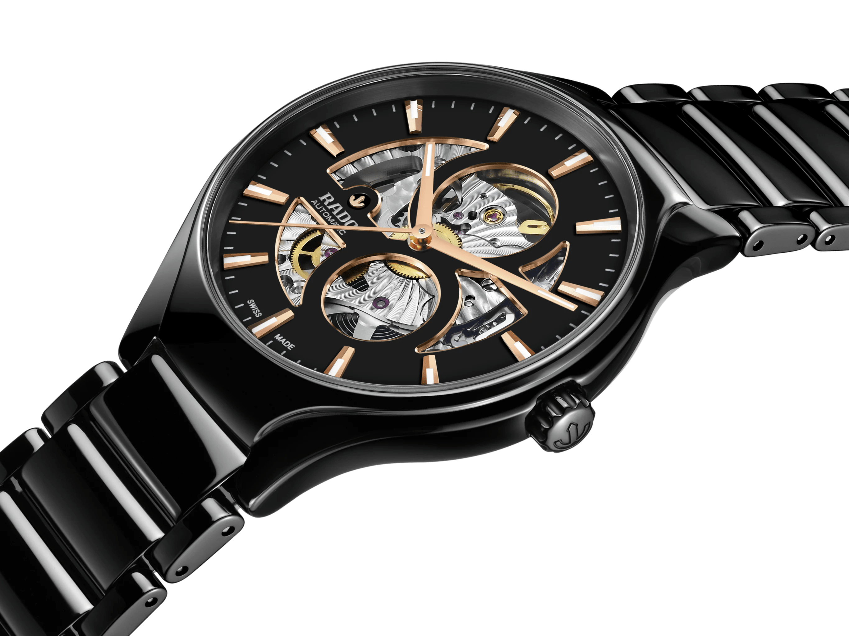 RADO True Round 40mm Black Automatic Open Heart Men's Watch R27107172