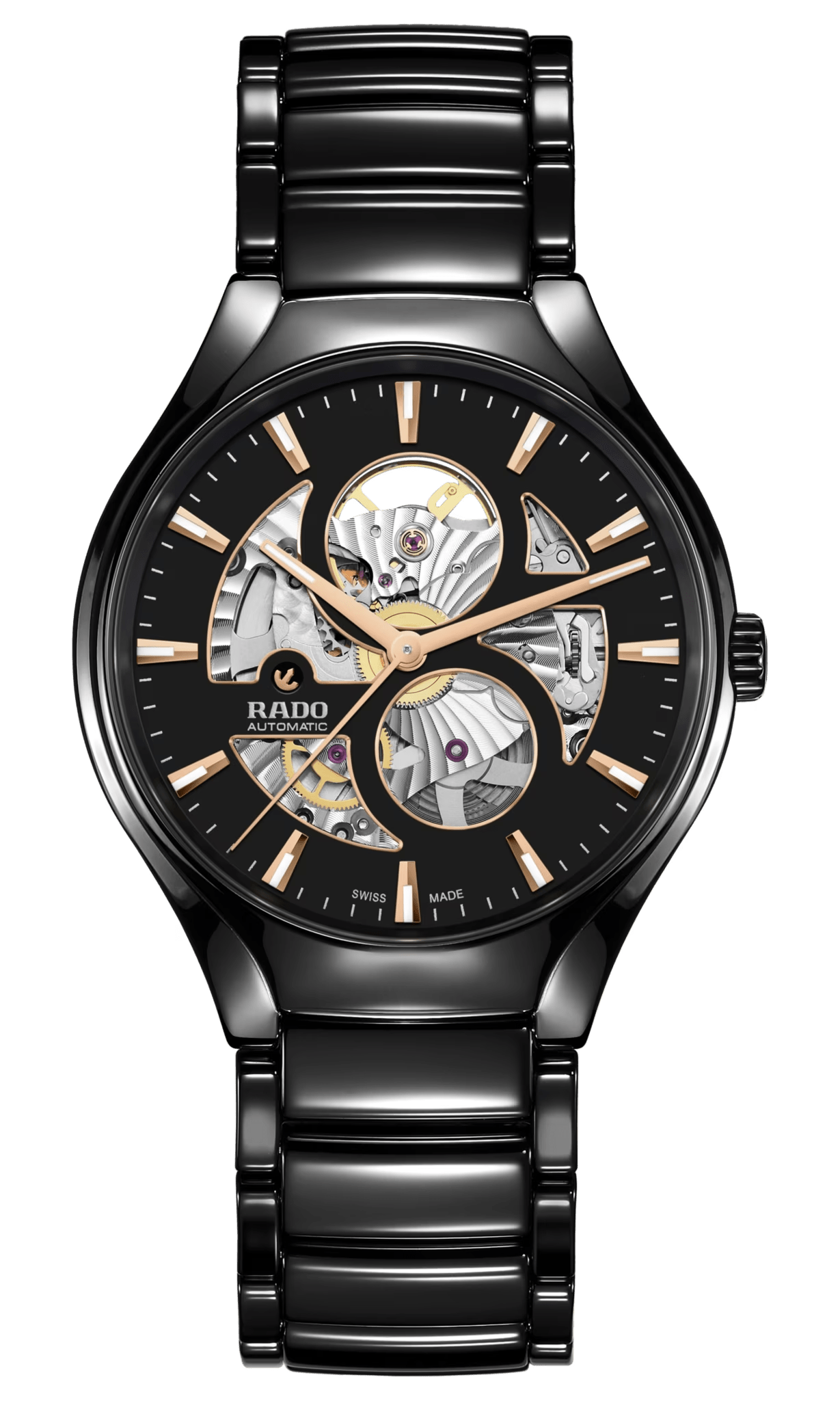 RADO True Round 40mm Black Automatic Open Heart Men's Watch R27107172