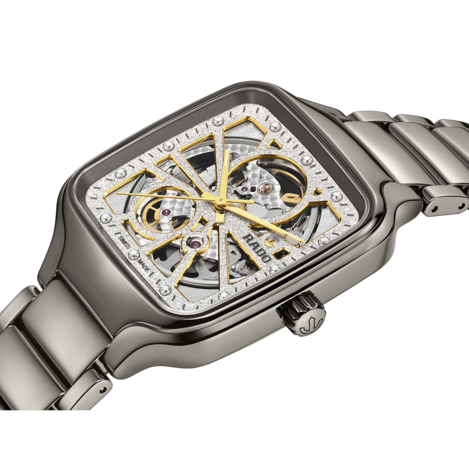 RADO True Square Automatic Open Heart Sparkling 38mm Rhodium Dial Men's Watch R27083722