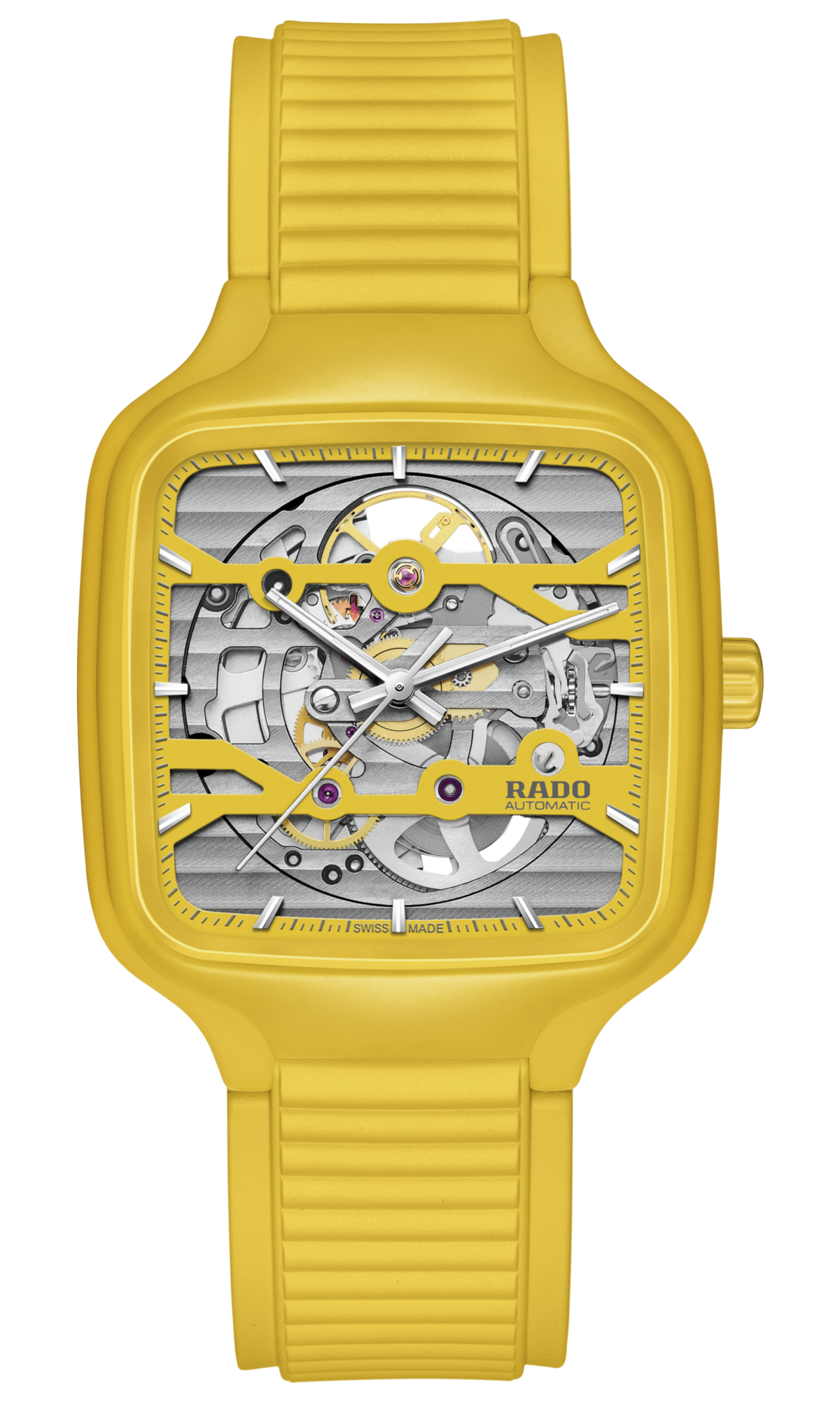 RADO True Square Automatic Skeleton Yellow Ceramic 38mm Men's Watch R27177255