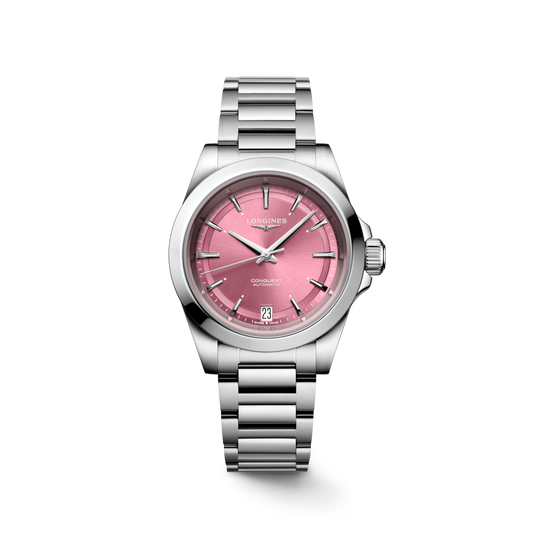 Longines Conquest 34mm Pink Dial Steel Women's Watch L34304996