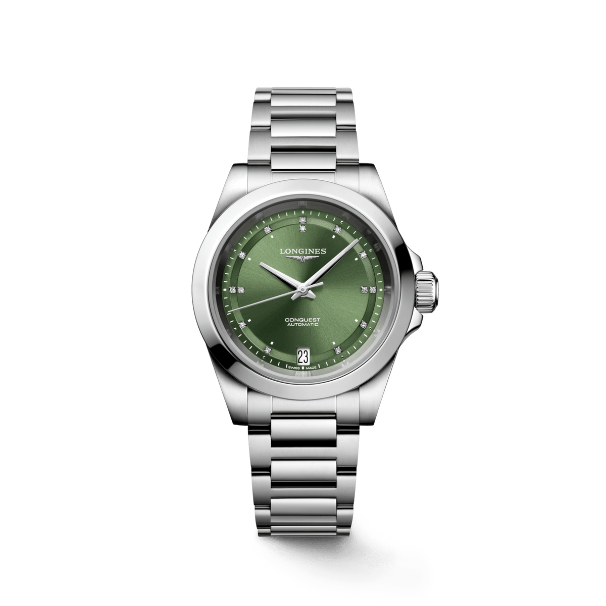 Longines Conquest Diamonds 34mm Green Dial Steel Women's Watch L34304076