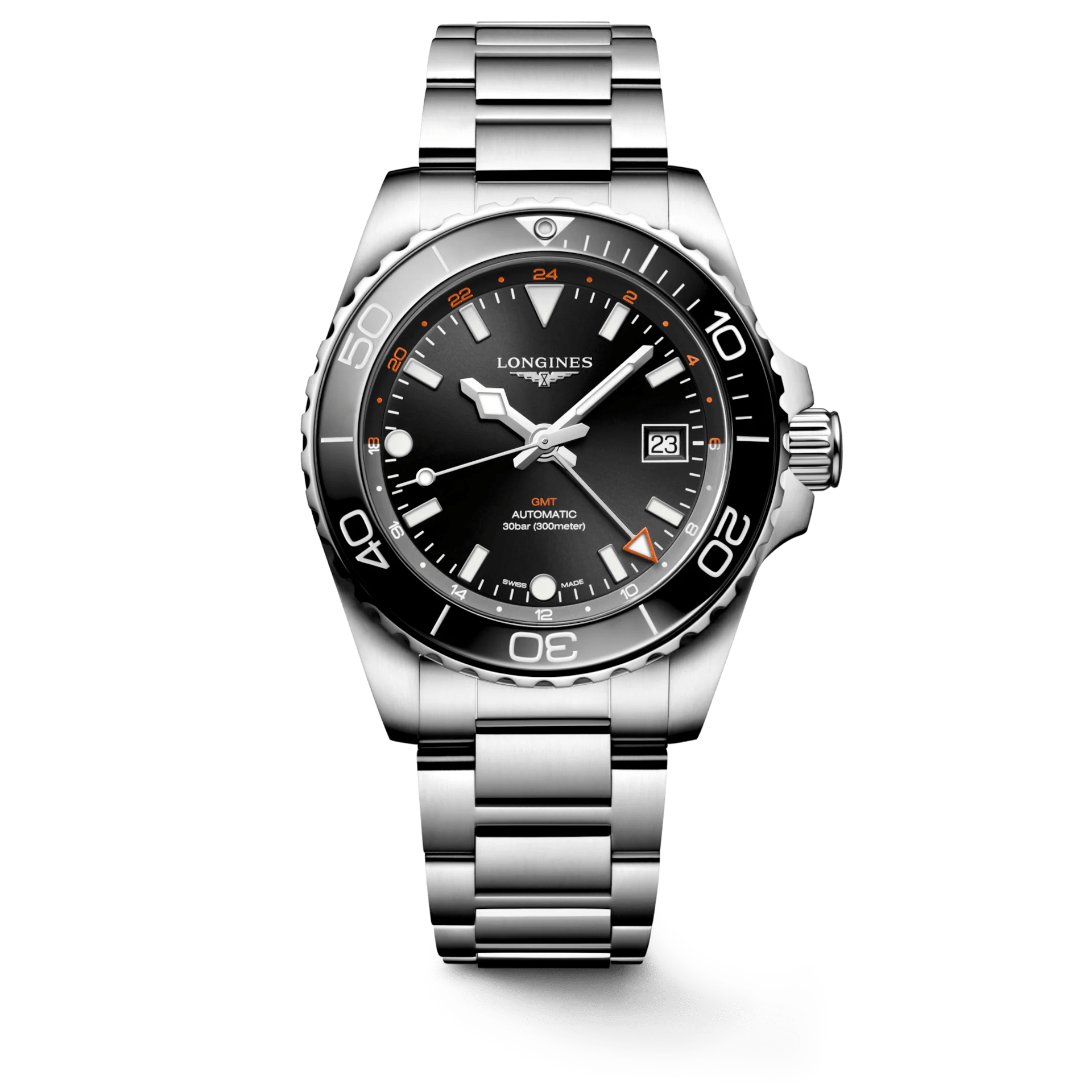 Longines HydroConquest GMT 41mm Black Dial Steel Men's Watch L37904566