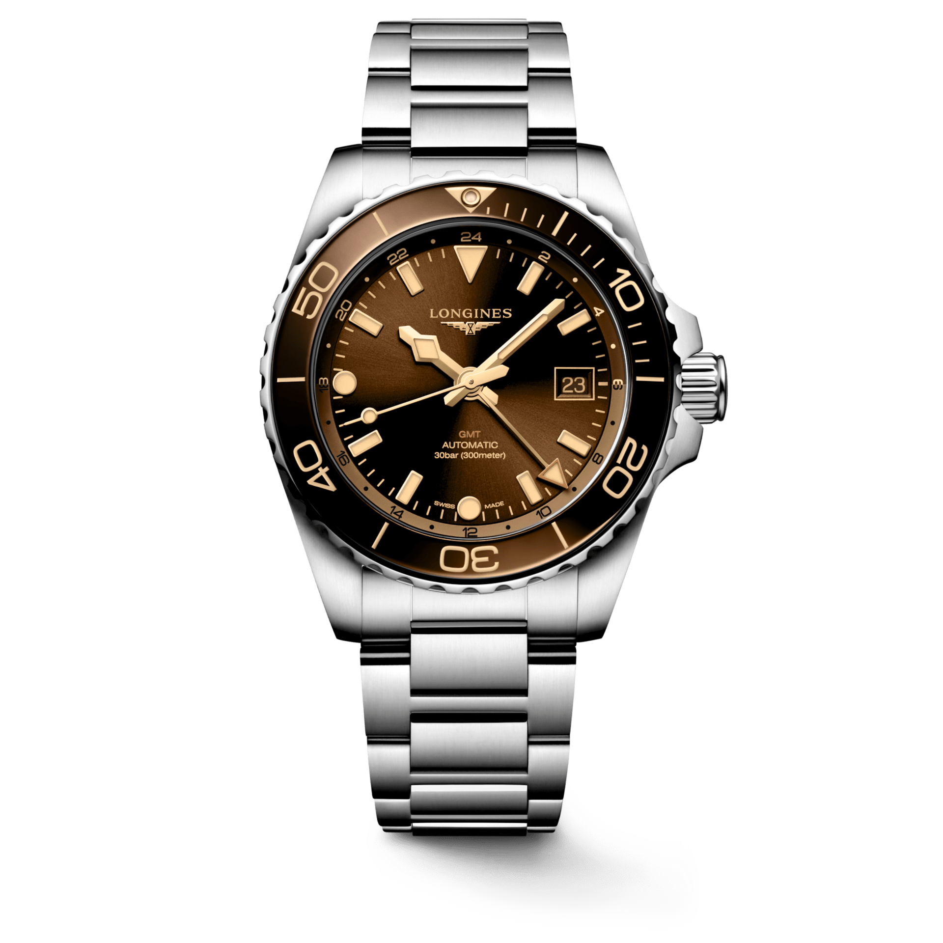 Longines HydroConquest GMT 41mm Sunray Brown Men's Watch L37904666