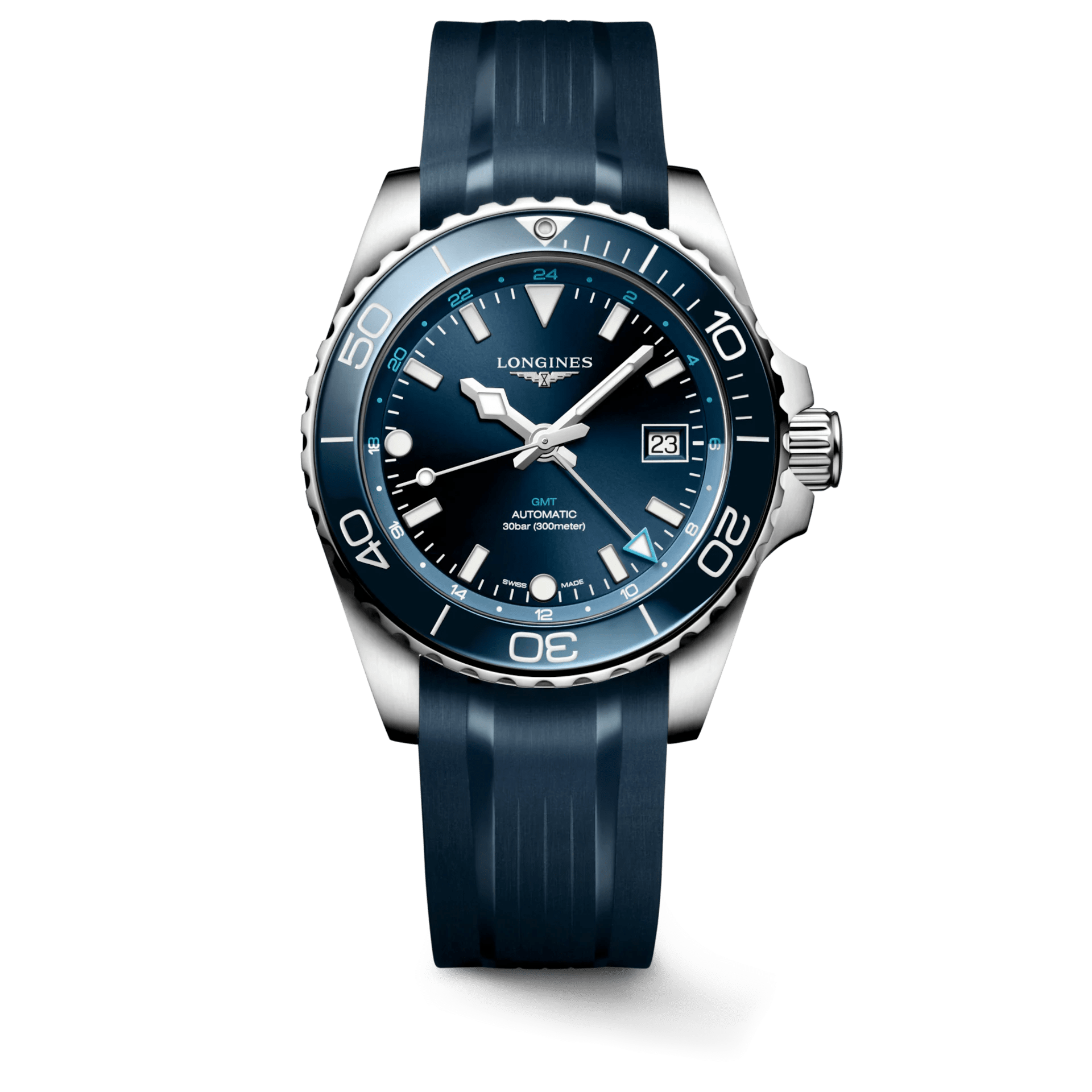 Longines HydroConquest GMT 41mm Blue Rubber Men's Watch L37904969