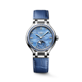 Longines PrimaLuna Moonphase 34mm Blue Mother of Pearl Dial Women's Watch L81260972