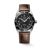 Longines Spirit Zulu Time 39mm Black Dial GMT Leather Men's Watch L38024532
