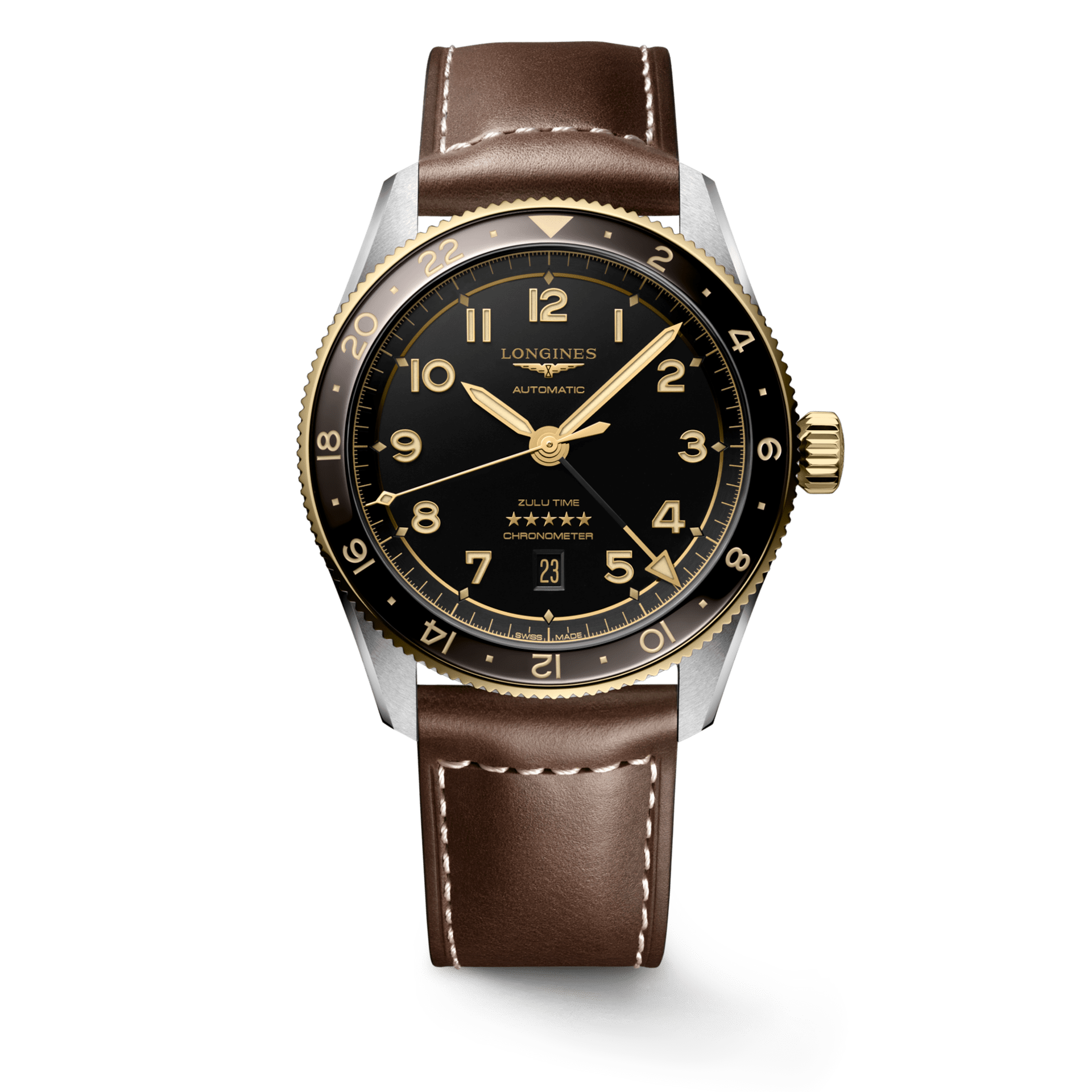 Longines Spirit Zulu Time 42mm Black Dial GMT 18K Men's Watch L38125532