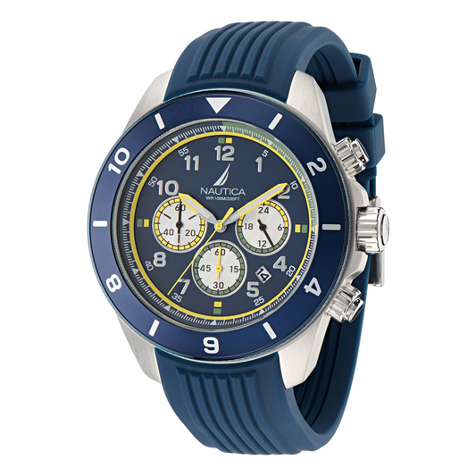 Nautica Sporty One 48mm Chronograph Blue Rubber Men's Watch NAPNOS402