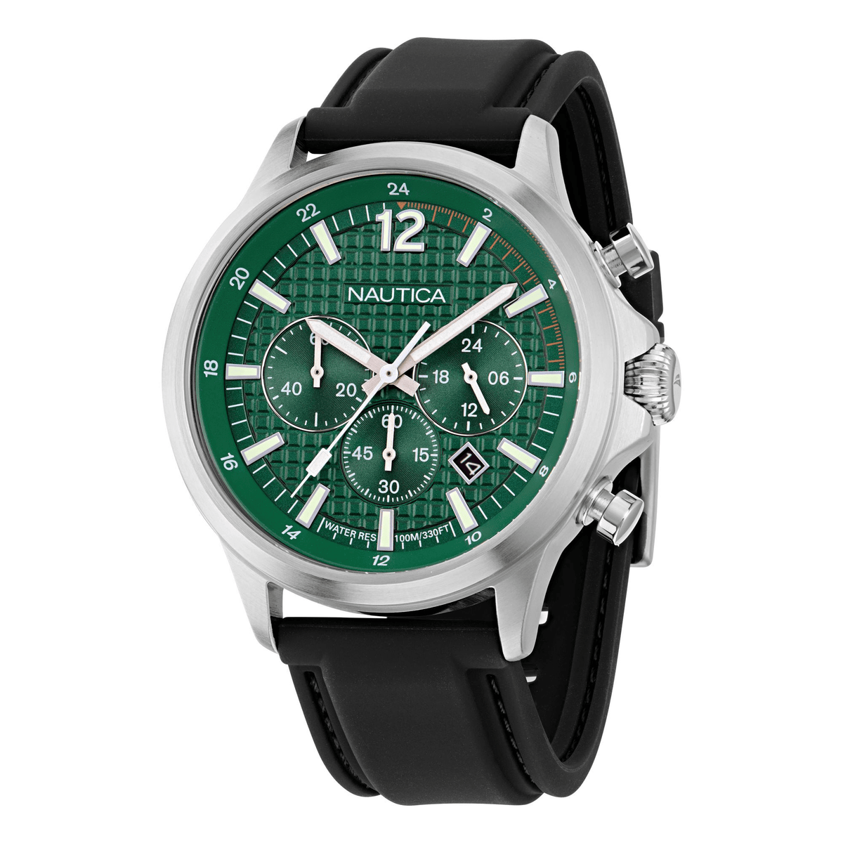 Nautica NCT Blueocean 45mm Green Dial Chronograph Men s Watch NAPBOF401 Black