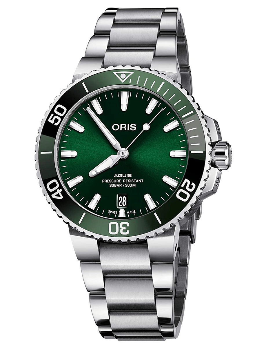 Oris Aquis Date 41.5mm Green Dial Steel Men's Watch 01 733 7766 4157-07 8 22 05PEB