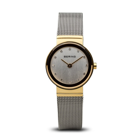 BERING Classic 26mm Polished Gold Case Mesh Band Women's Watch 10126-001