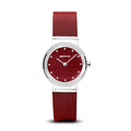BERING Classic Polished Silver 26mm Red Sunray Women's Watch 10126-303