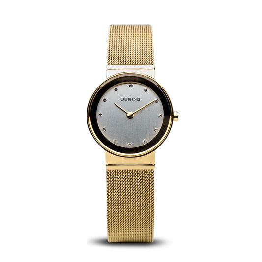 BERING Classic 26mm Polished Gold Mesh Band Women's Watch 10126-334