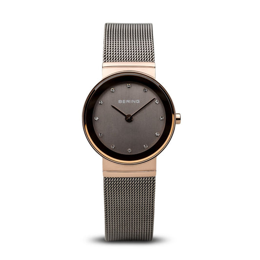 BERING 10126-369 Women's Watch Slim IP Rose Gold Case Grey Mesh Band