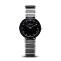 BERING Ceramic Polished Silver 29mm Black Dial Women's Watch 11429-742