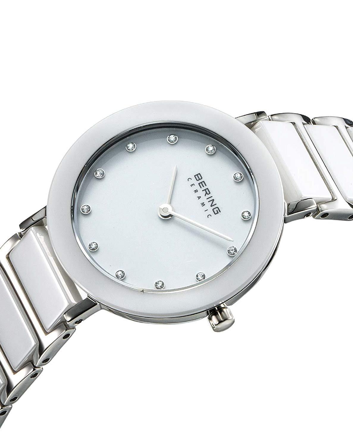 BERING White Ceramic Two-Tone Stainless Steel Crystal Markers Women's Watch 11429-754