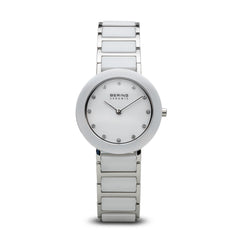 BERING White Ceramic Two-Tone Stainless Steel Crystal Markers Women's Watch 11429-754