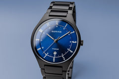 BERING 11739-727 Men's Watch Brushed Black Titanium Blue Sunray Dial