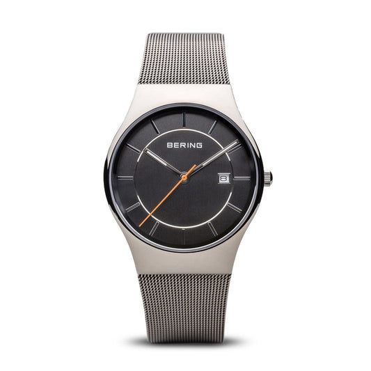 BERING 11938-007 Men's Watch Classic Grey Stainless Steel Case & Mesh Band