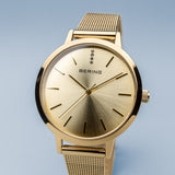 BERING Classic Elegant Polished Gold Mesh Strap Women's Watch 13434-333