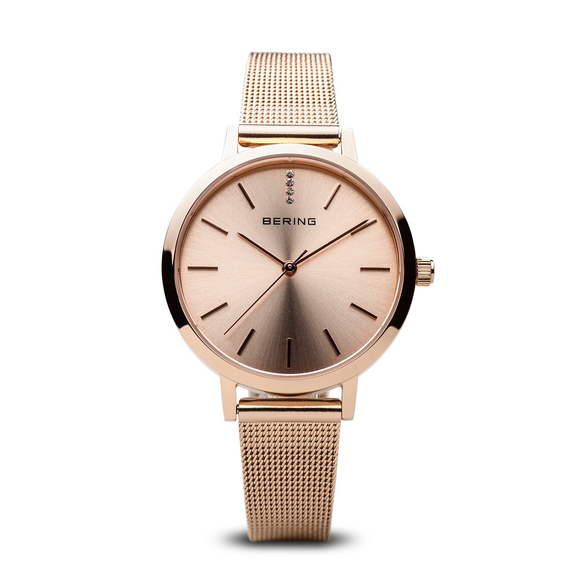 BERING 13434-366 Women's Rose Gold Classic Watch Rose Gold Milanese Strap