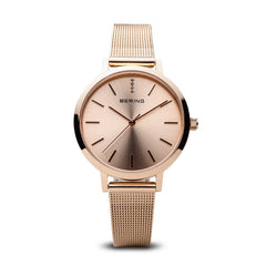 BERING 13434-366 Women's Rose Gold Classic Watch Rose Gold Milanese Strap