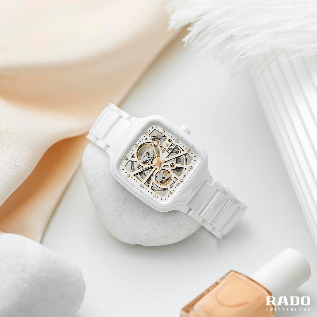 RADO True Square Automatic Open Heart White Ceramic Unisex Watch R27073702