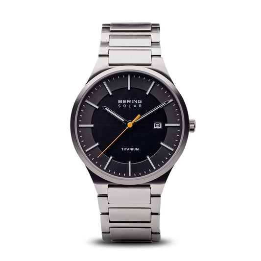 BERING Solar Brushed Silver Titanium Grey Dial Men's Watch 15239-779