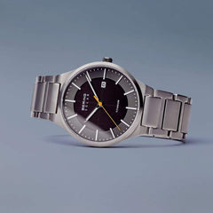 BERING Solar Brushed Silver Titanium Grey Dial Men's Watch 15239-779