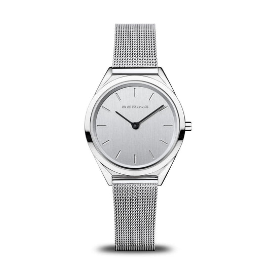 BERING Ultra Slim 31mm Polished Case Silver Mesh Strap Women's Watch 17031-000