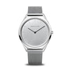 BERING Ultra Slim 39mm Polished Case Silver Mesh Strap Unisex Watch 17039-000