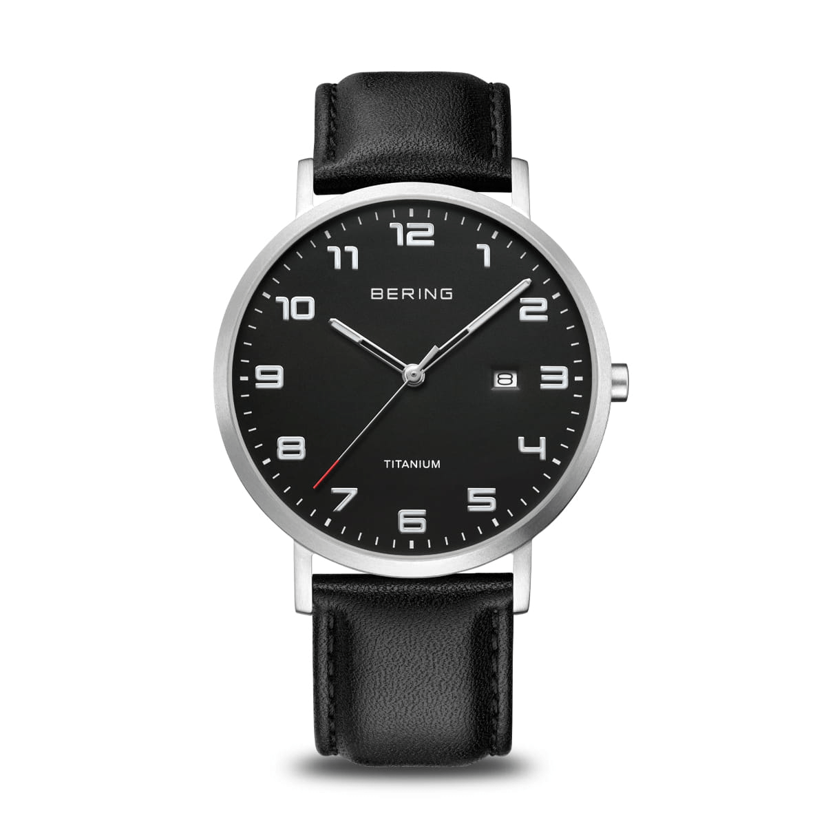 BERING Titanium Brushed Silver 40mm Black Strap Men's Watch 18640-402
