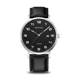 BERING Titanium Brushed Silver 40mm Black Strap Men's Watch 18640-402
