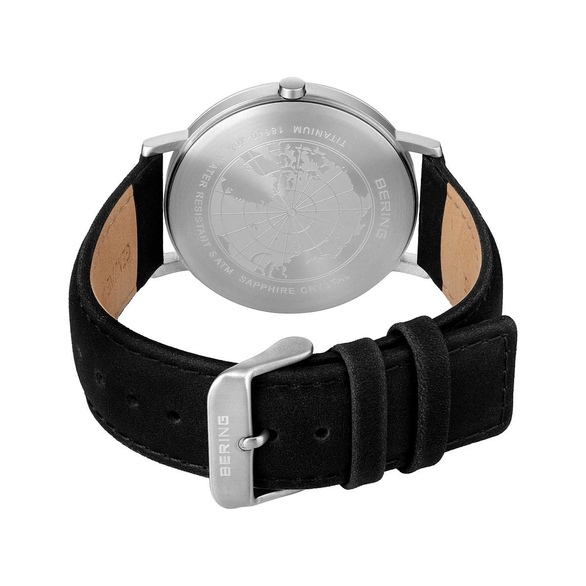 BERING Titanium Brushed Silver 40mm Black Strap Men's Watch 18640-402