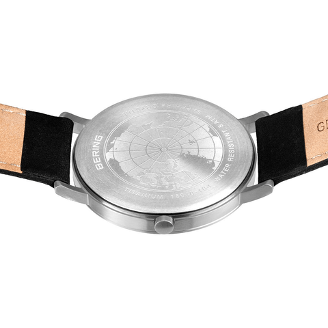 BERING Titanium Brushed Silver 40mm Black Strap Men's Watch 18640-404