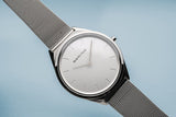 BERING Ultra Slim 39mm Polished Case Silver Mesh Strap Unisex Watch 17039-000