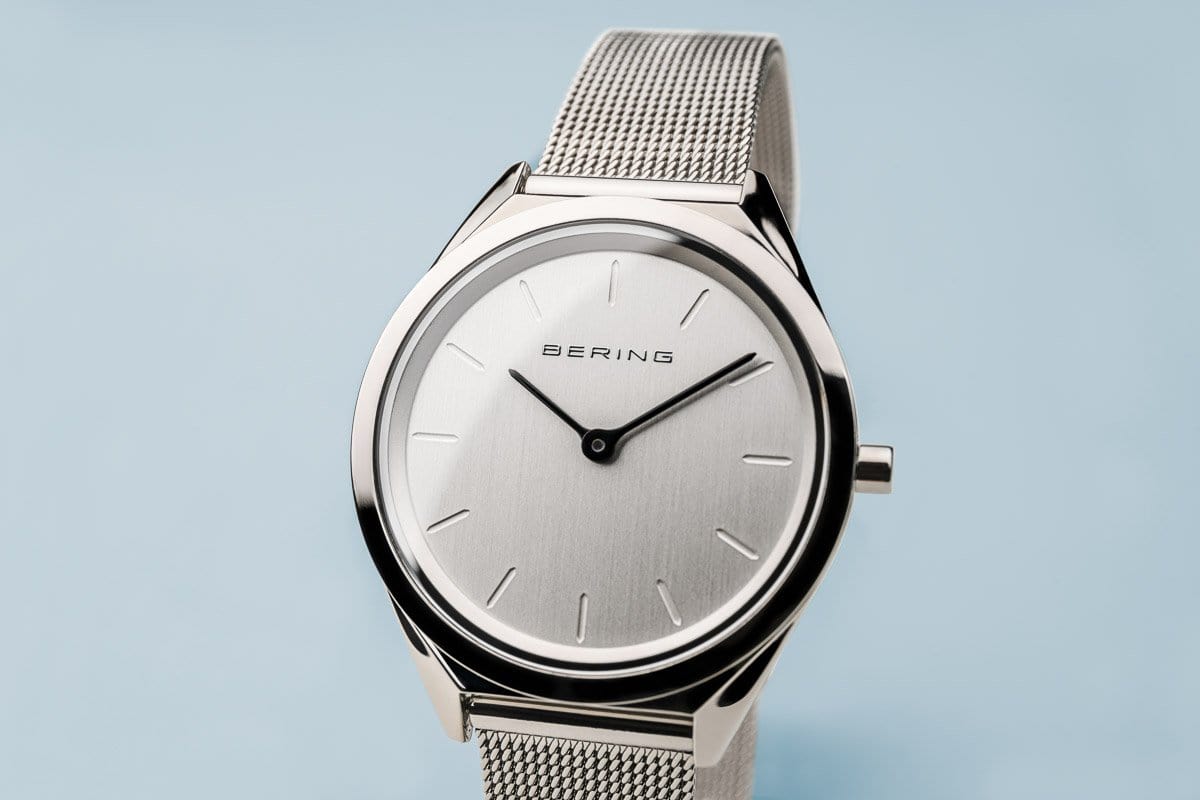 BERING Ultra Slim 31mm Polished Case Silver Mesh Strap Women's Watch 17031-000