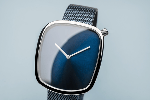 BERING Pebble KiBiSi Classic Polished Silver Blue Dial Unisex Watch 18040-307