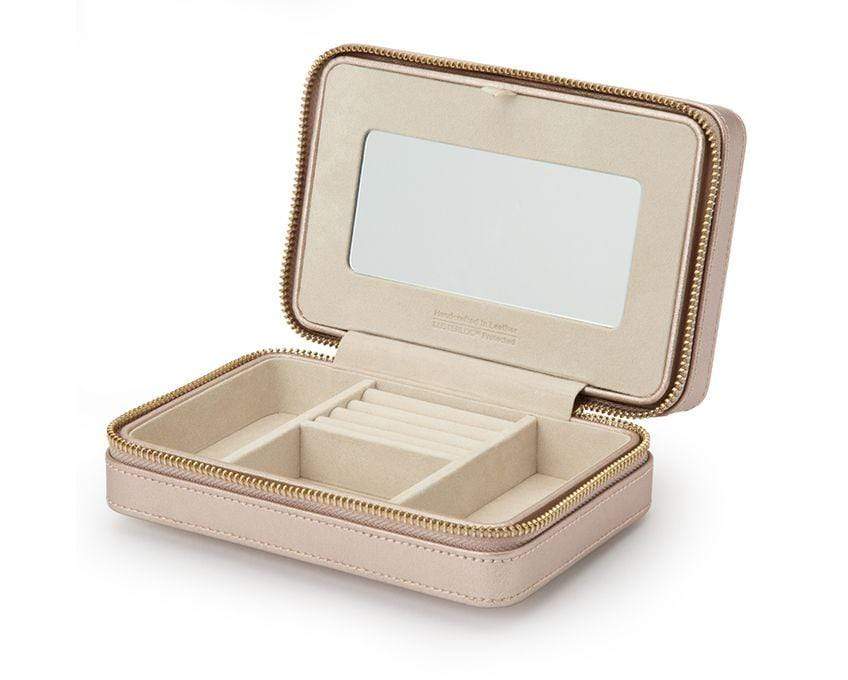 WOLF Palermo Rose Gold Zip Compact Jewelry Case 213616