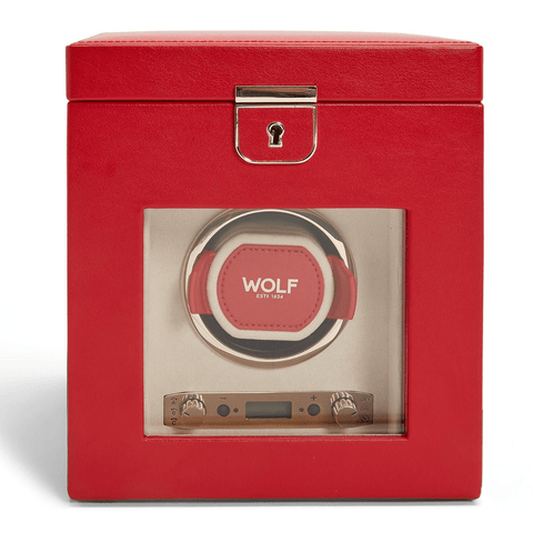 WOLF Palermo Single Watch Winder With Jewelry Storage Red 213772