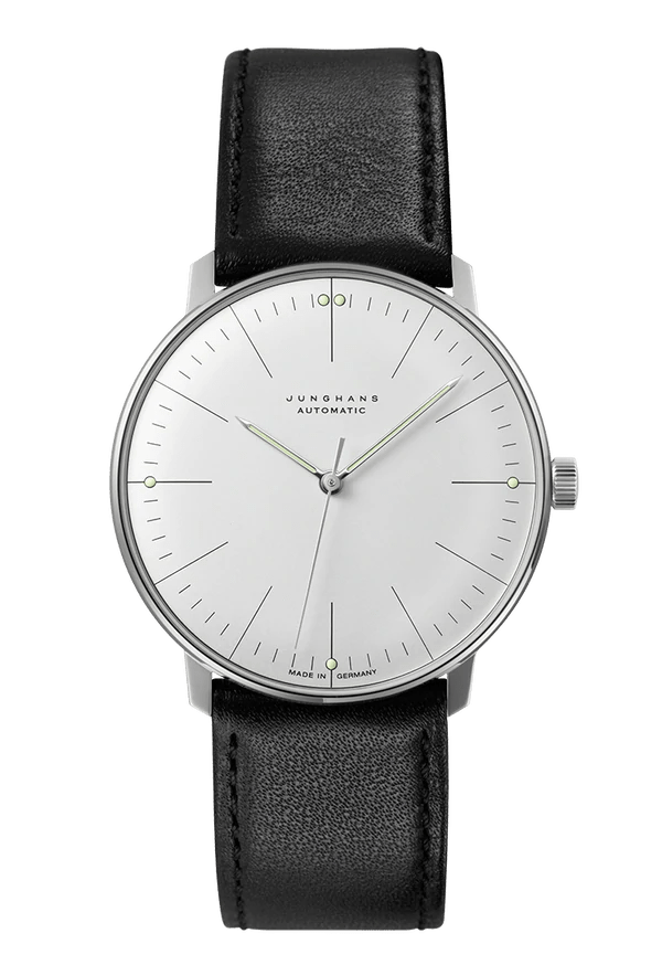 Junghans Max Bill Automatic 38mm Black Leather Strap Men's Watch 027/3501.02