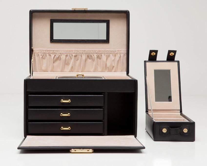 WOLF 280002 Black Heritage Large Jewelry Box With Travel Case