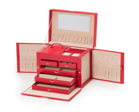 WOLF Heritage Medium Jewelry Box With Travel Case Red 280114
