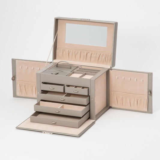 WOLF Heritage Large Jewelry Box With Travel Case Pewter 280134