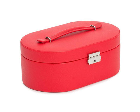 WOLF Heritage Oval Red Saffiano Jewelry Box 280514